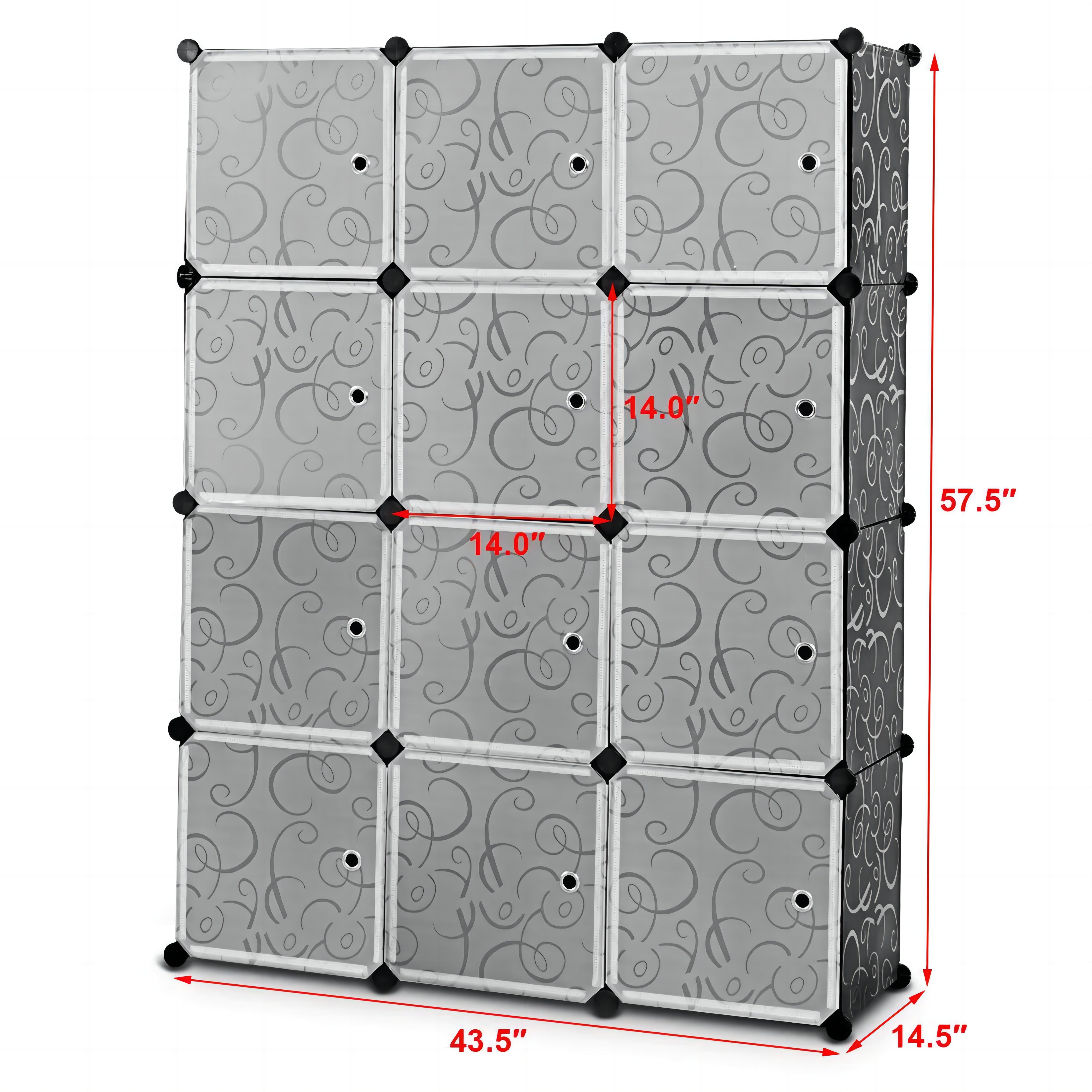 12-Cube Storage Organizer Portable Wardrobe Closet Shoe Rack with Doors