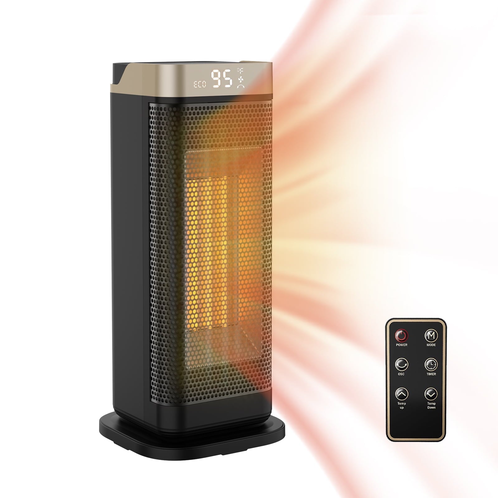 1500W Oscillation Space Heaters, Portable Electric Heater with Remote