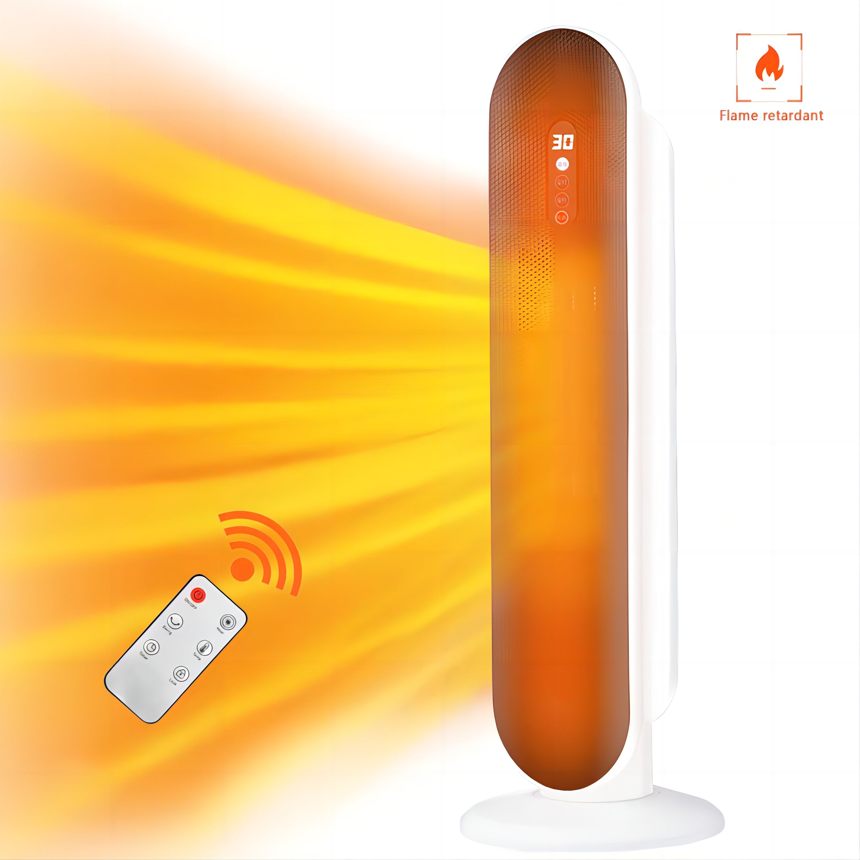 1500W Ceramic Tower Space Heater with Remote, White