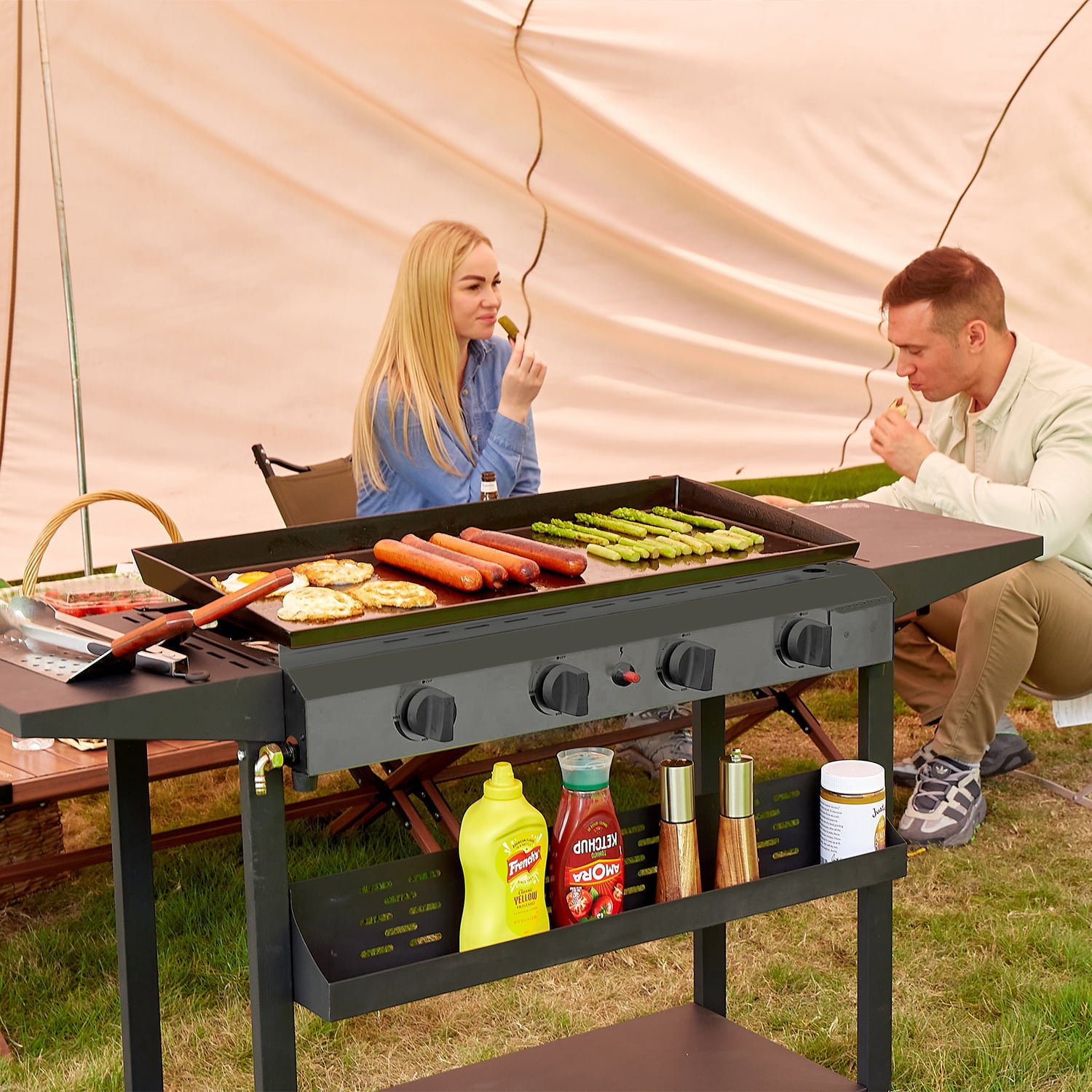 4 Burner Flat Top Propane Gas Grill