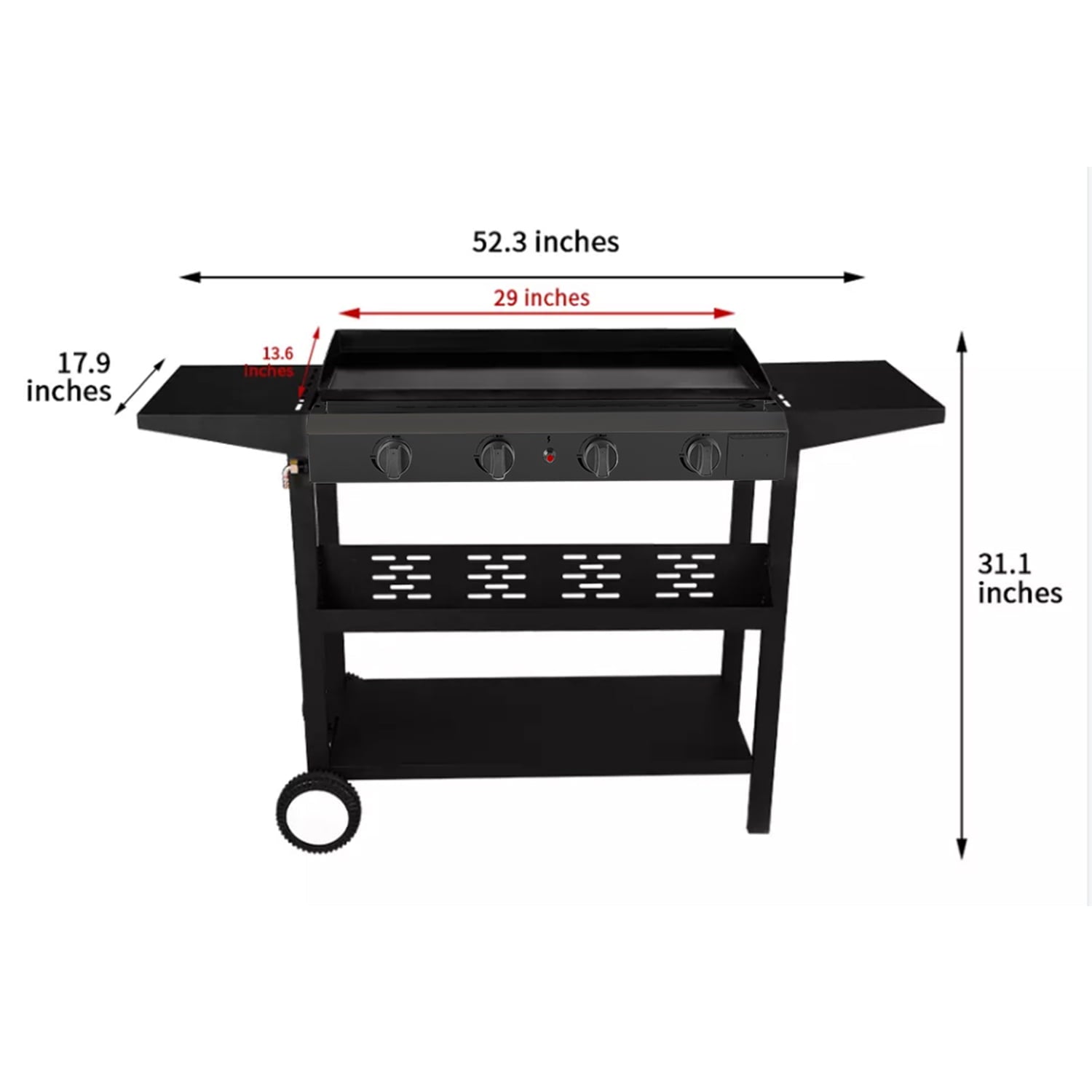 4 Burner Flat Top Propane Gas Grill