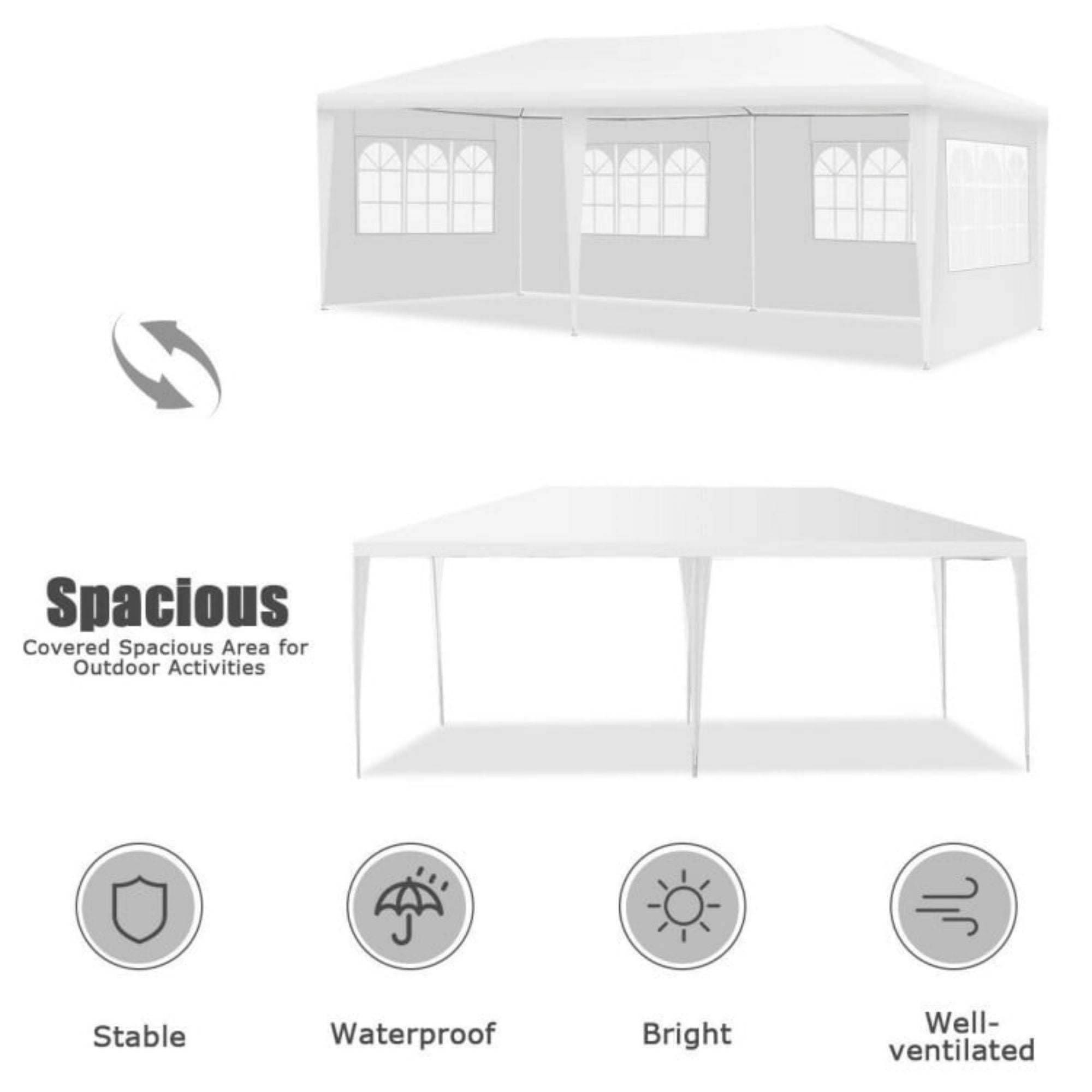 20 Ft. W x 10 Ft. D Wedding Party Tent Canopy with 4 Side Walls