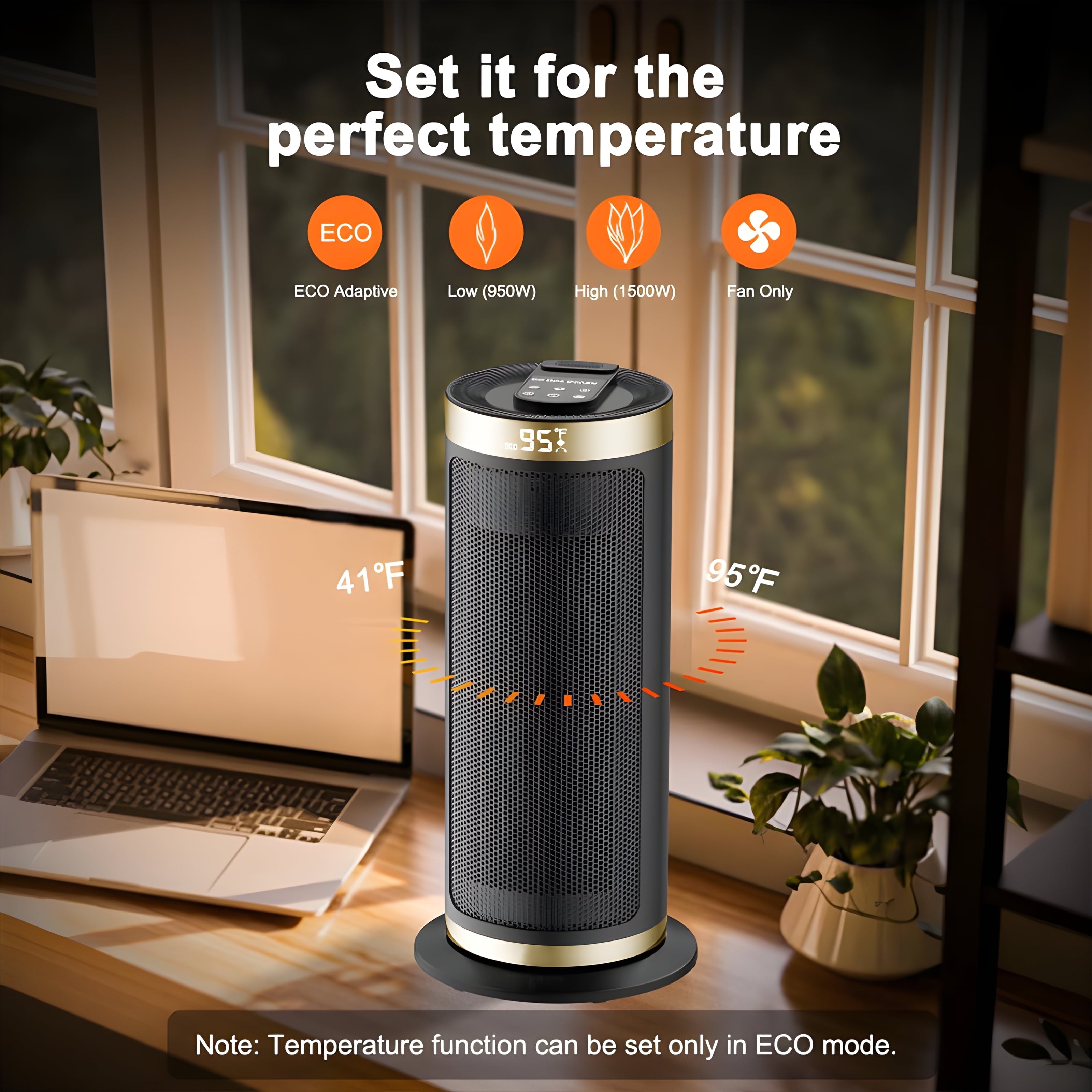1500W Portable Electric Space Heater with Remote Control