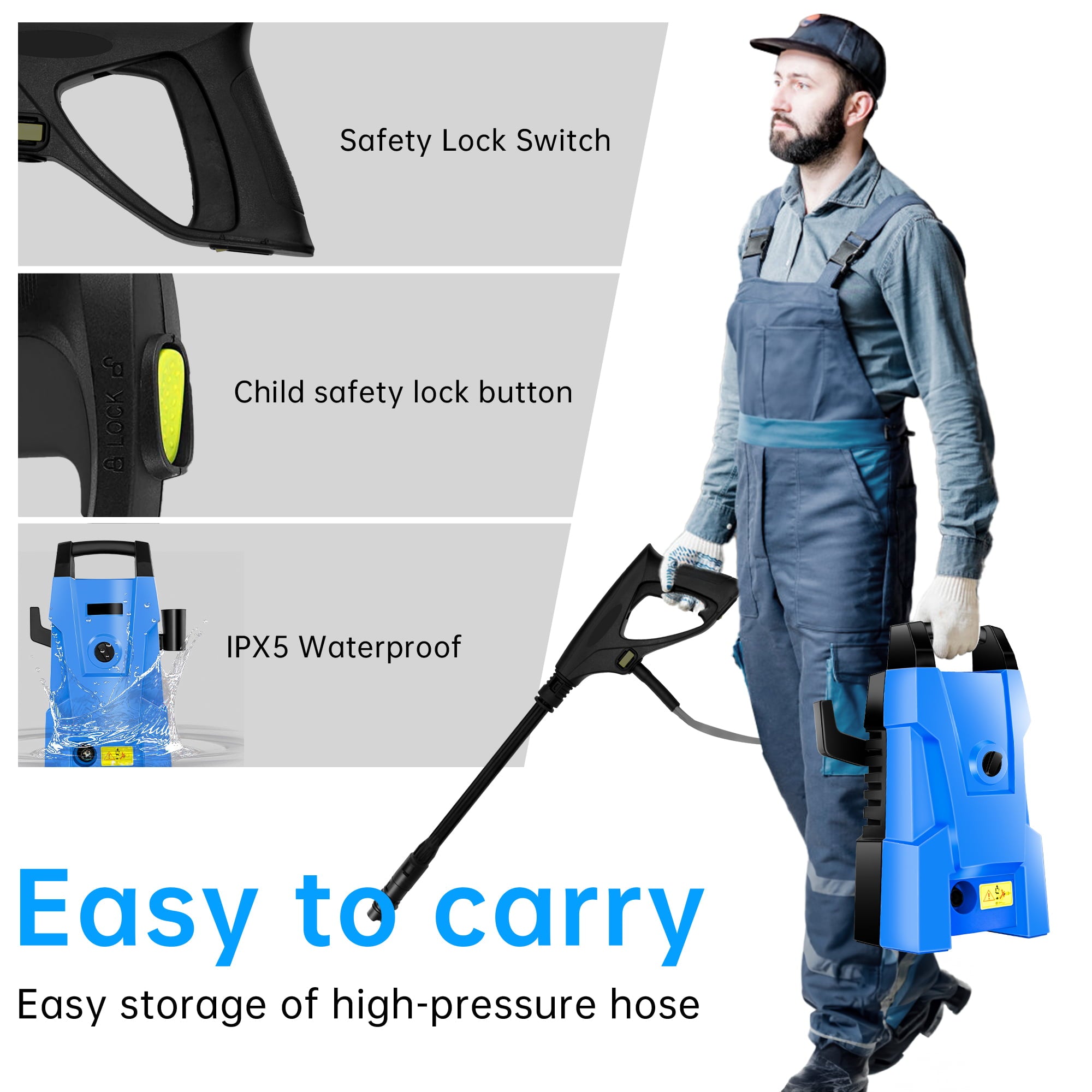2000-PSI 2.3-GPM Electric Pressure Washer 1800W High Pressure Washer Cleaner Machine - 2000 PSI