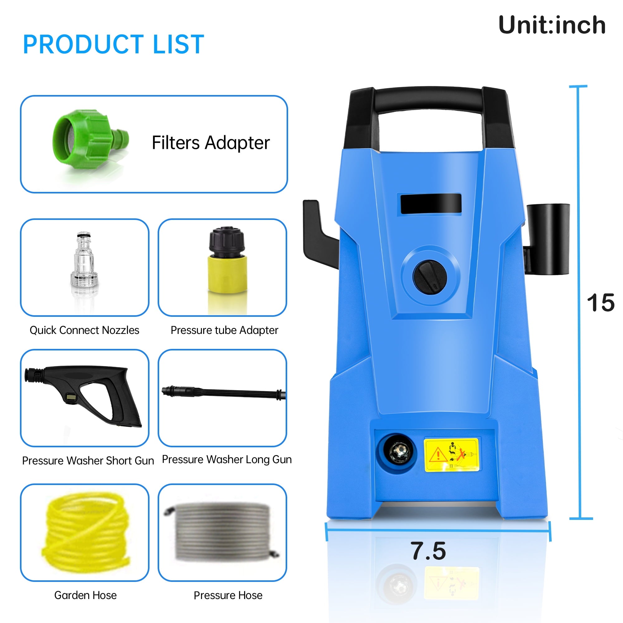 2000-PSI 2.3-GPM Electric Pressure Washer 1800W High Pressure Washer Cleaner Machine - 2000 PSI
