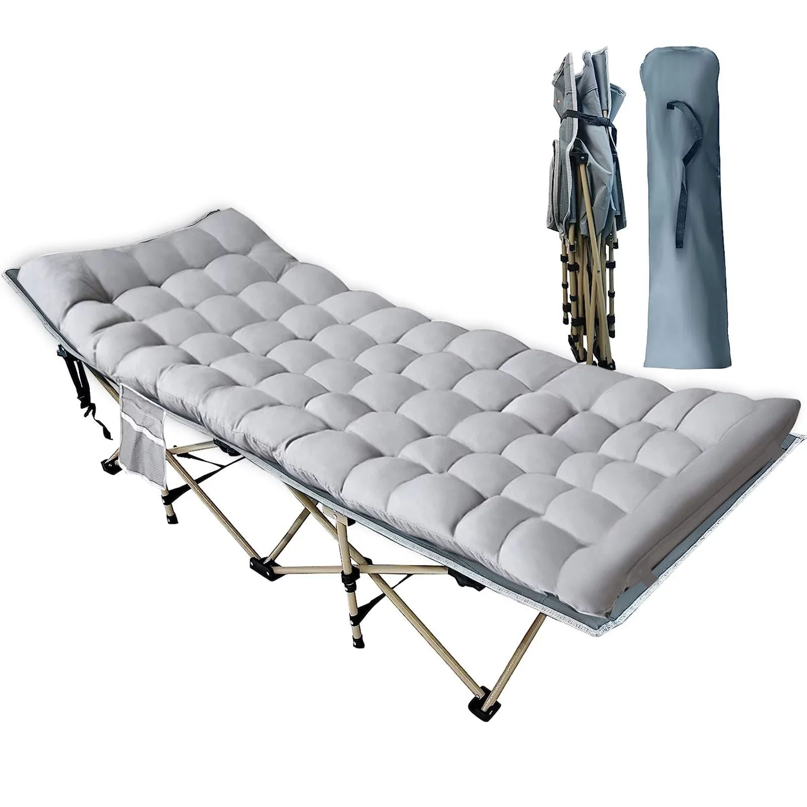 Folding Camping Cot with Removable Cotton Mattress for Office, Home and Beach, 450 lbs