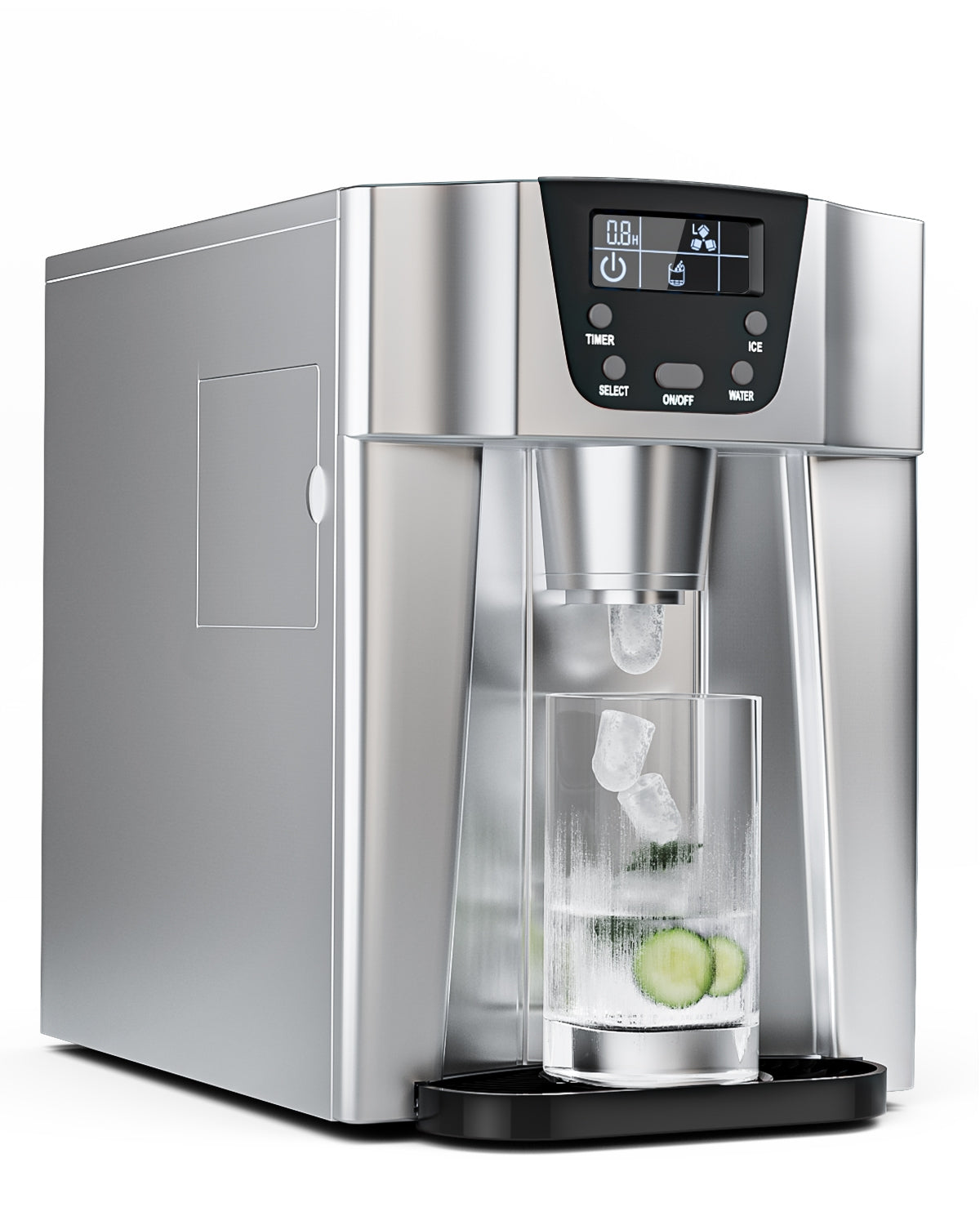 2-In-1 Ice Maker Water Dispenser 36lbs/24H LCD Display-Silver