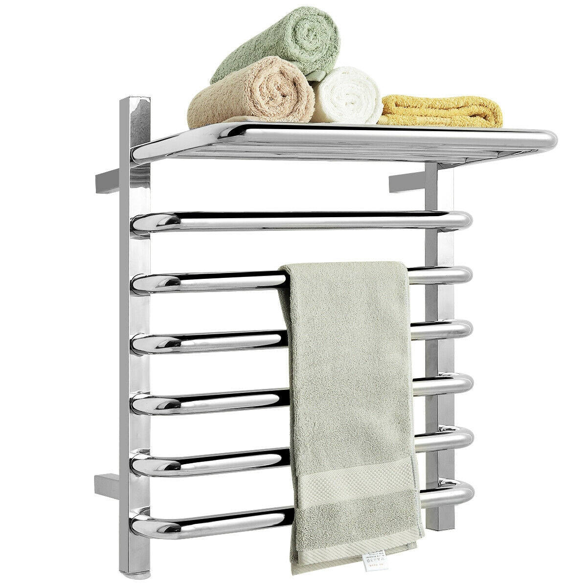 10-Bar Wall Mounted Towel Warmer Stainless Steel Towel Rack