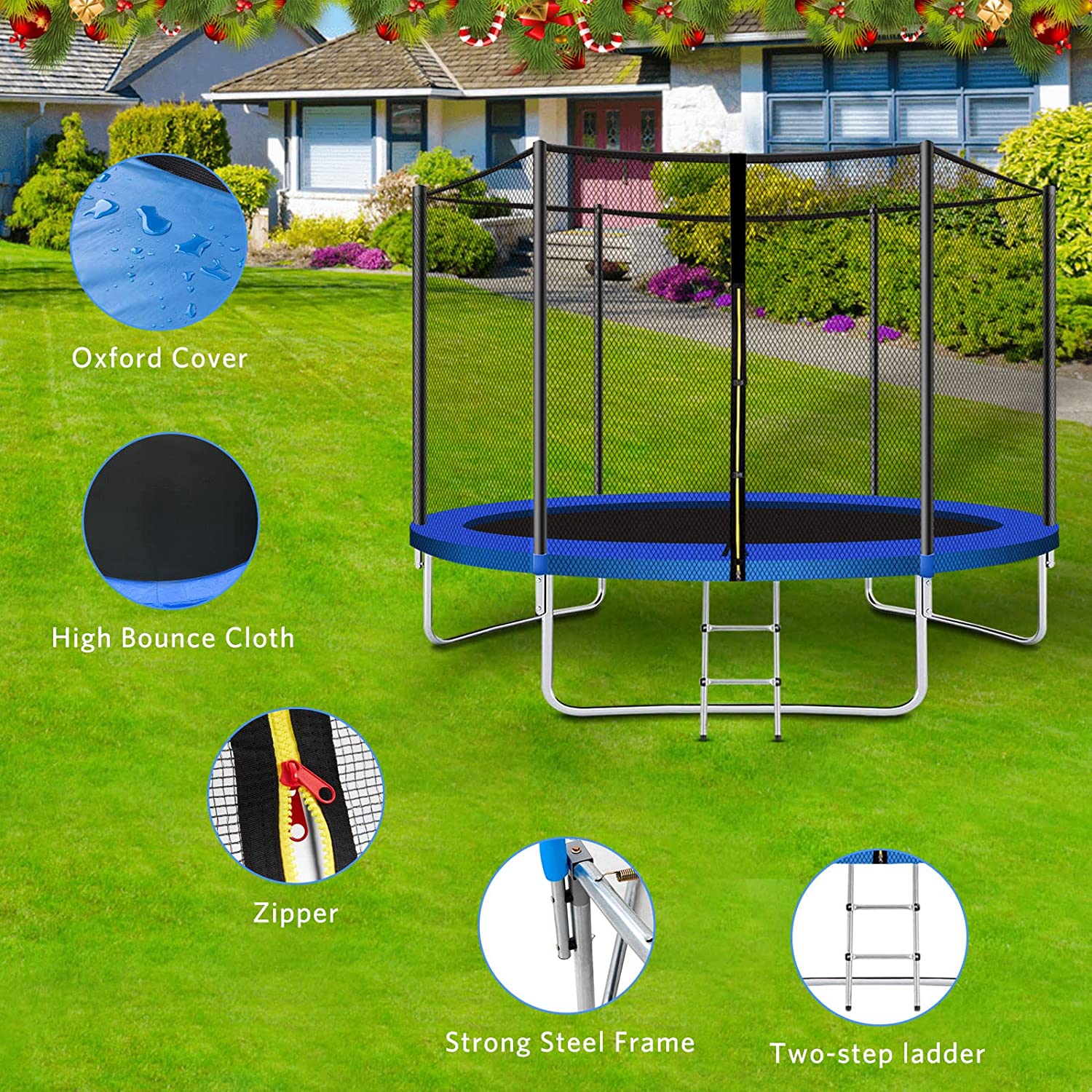 10ft Round Trampoline with Safety Enclosure