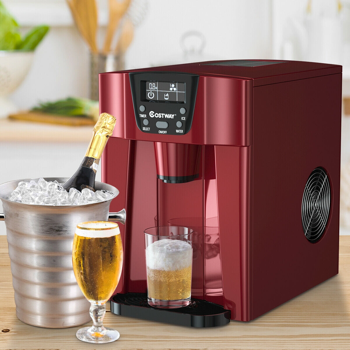 2-In-1 Ice Maker Water Dispenser 36lbs/24H LCD Display