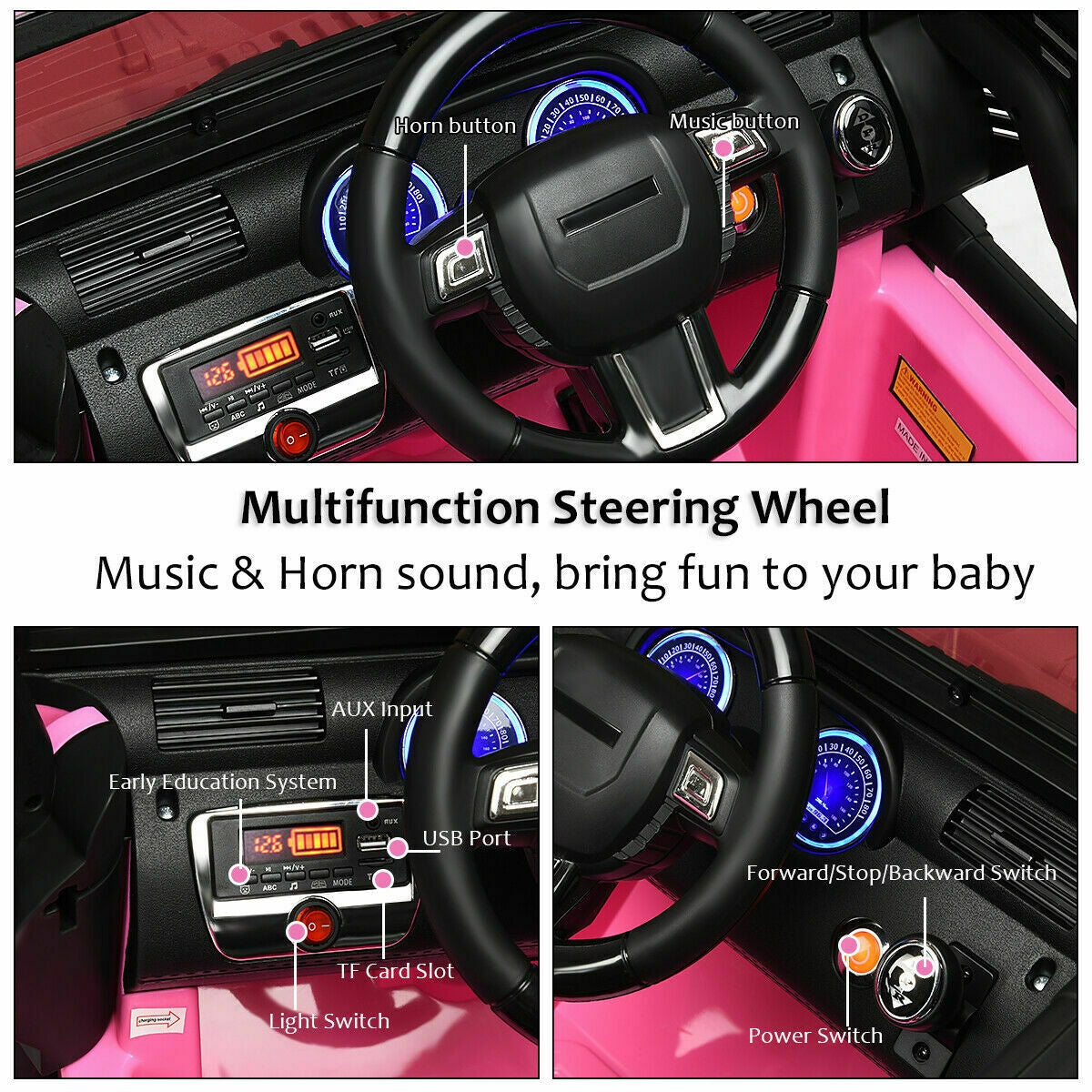 12V Electric Ride On Truck with Parental Remote Control and LED Lights