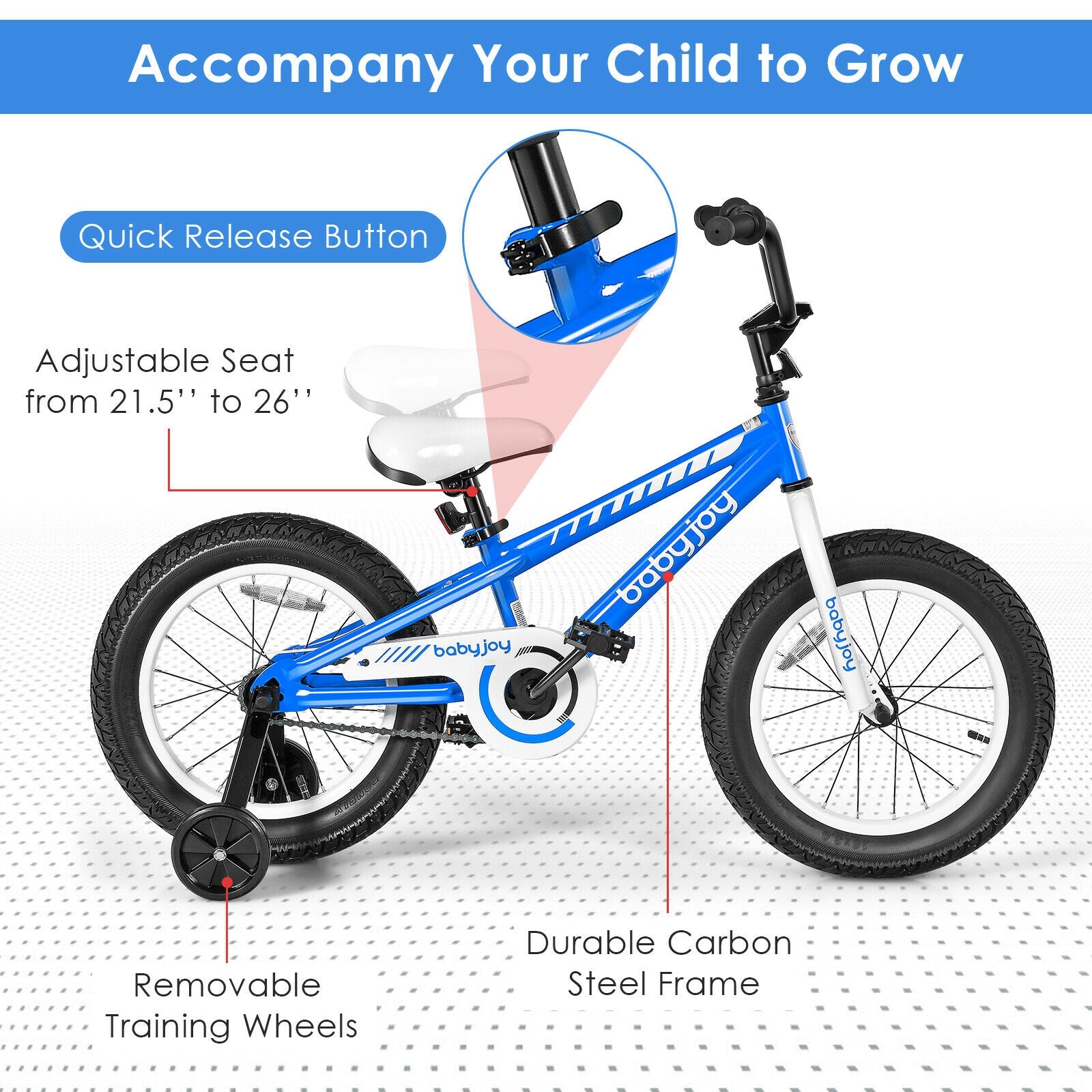 16 Inch Kids Bike Bicycle with Training Wheels for 5-8 Years Old Kids