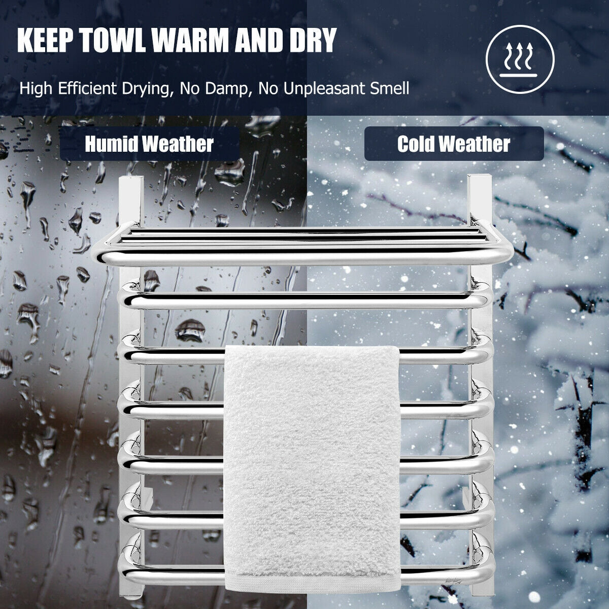 10-Bar Wall Mounted Towel Warmer Stainless Steel Towel Rack