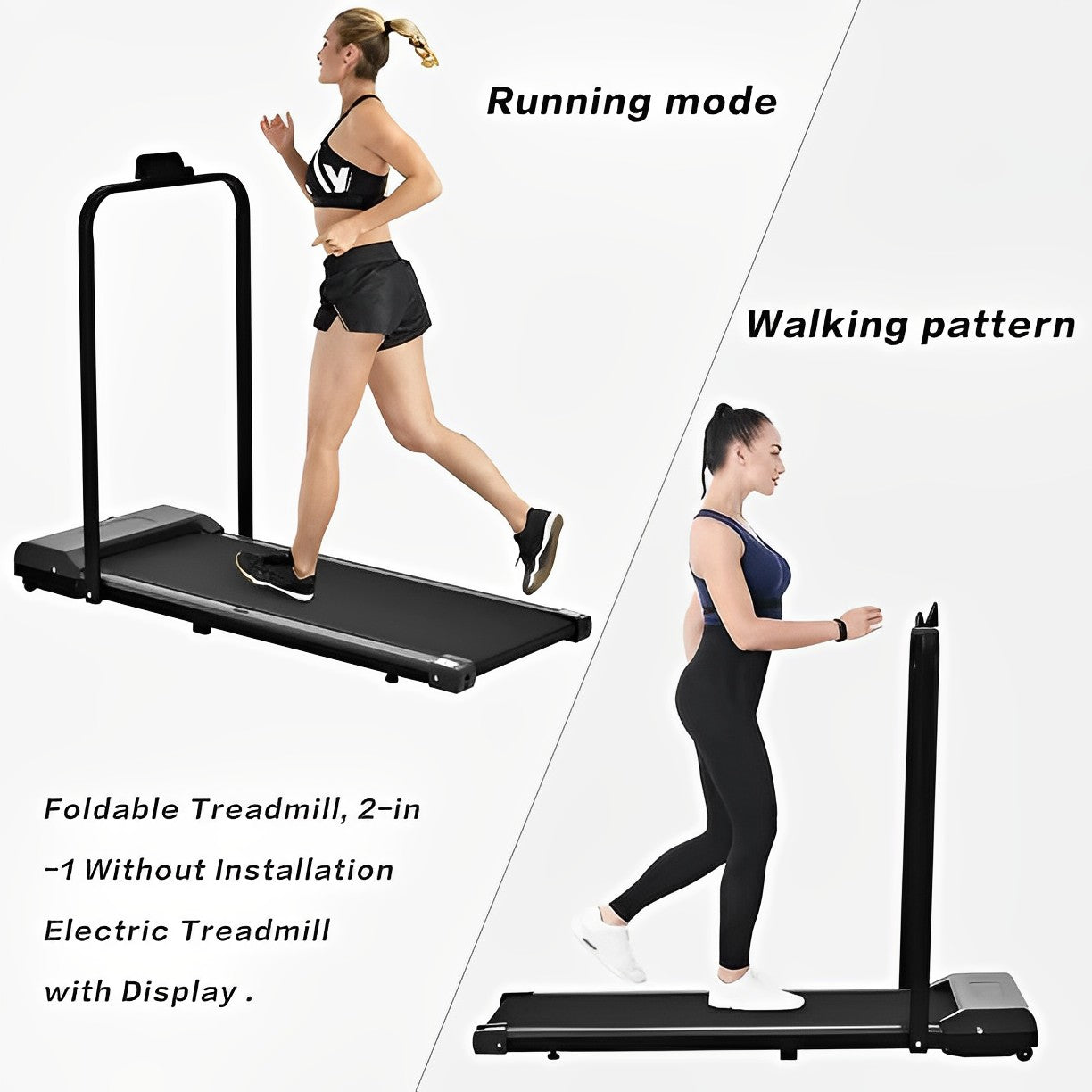 2.25HP 2 in 1 Folding Treadmill Under Desk Walking Machine with Remote Control