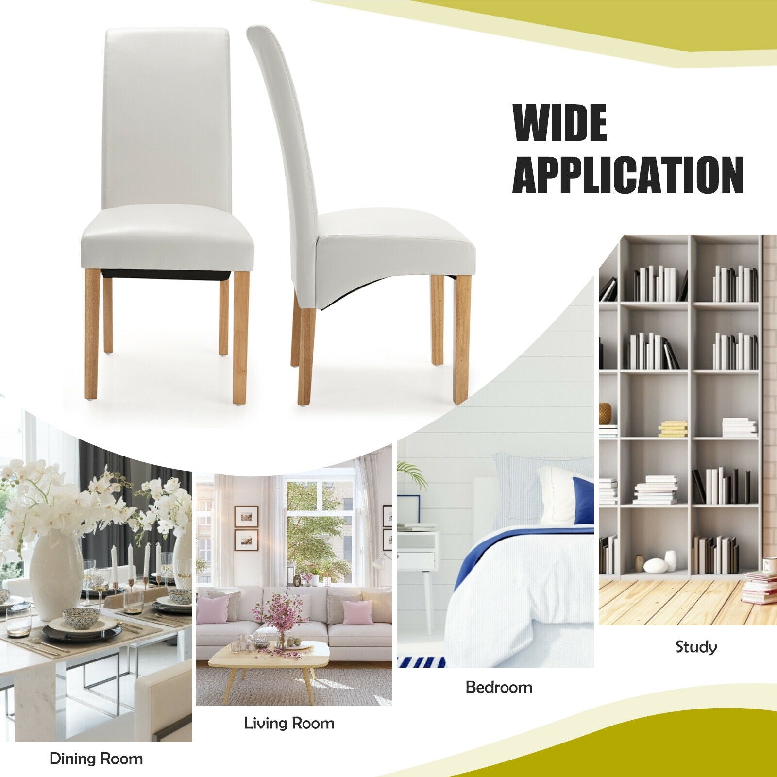 2 Pieces Dining Chairs Set with Rubber Wood Legs