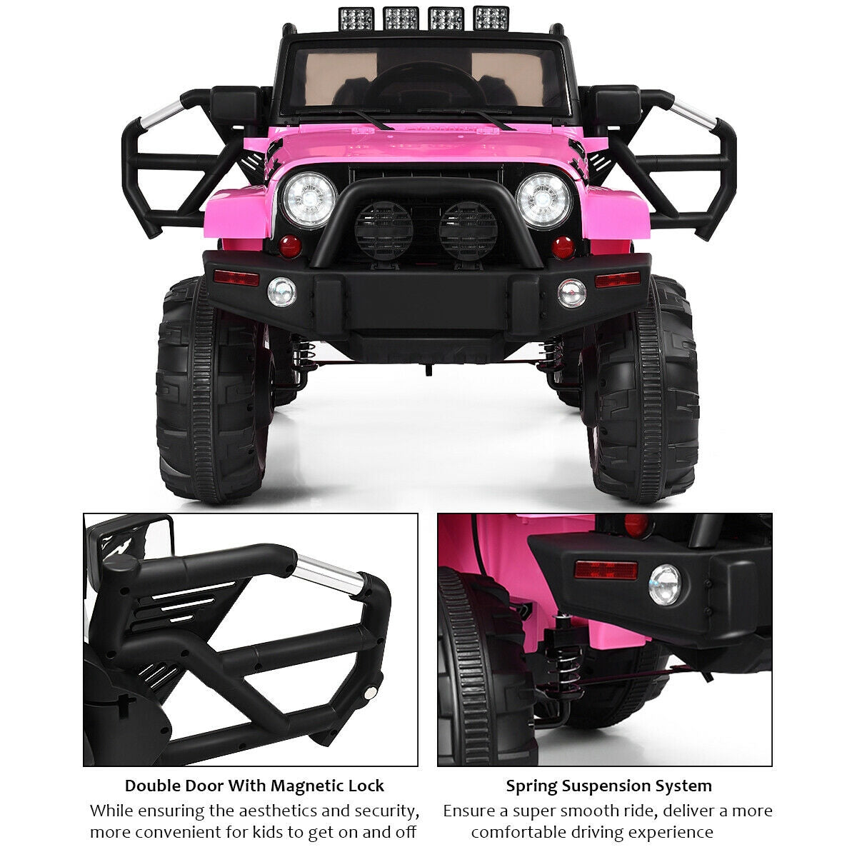 12V Electric Ride On Truck with Parental Remote Control and LED Lights