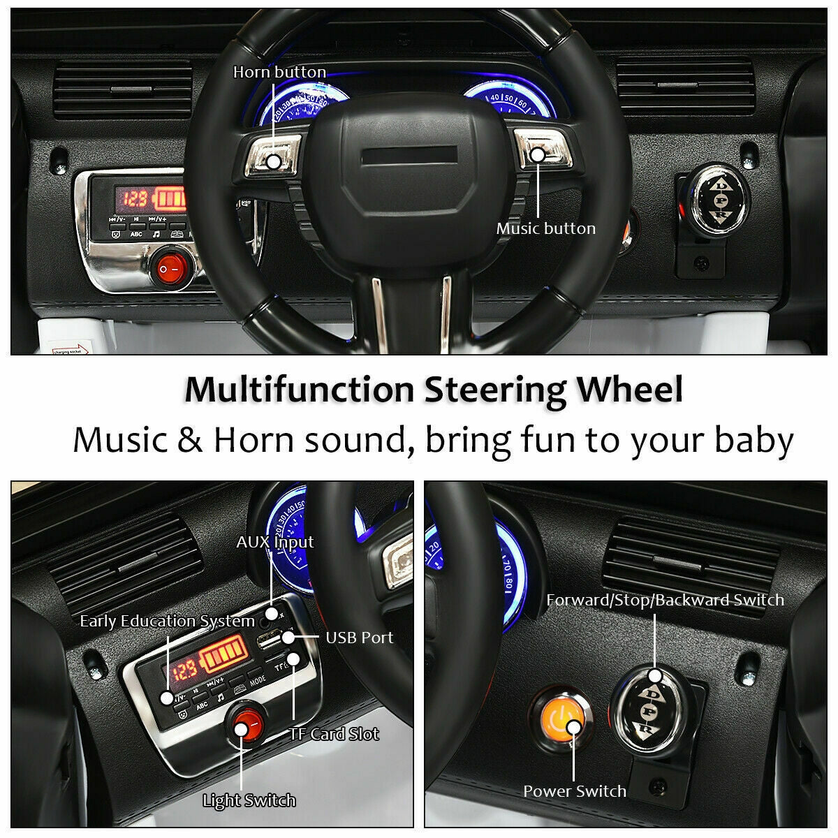 12V Electric Ride On Truck with Parental Remote Control and LED Lights