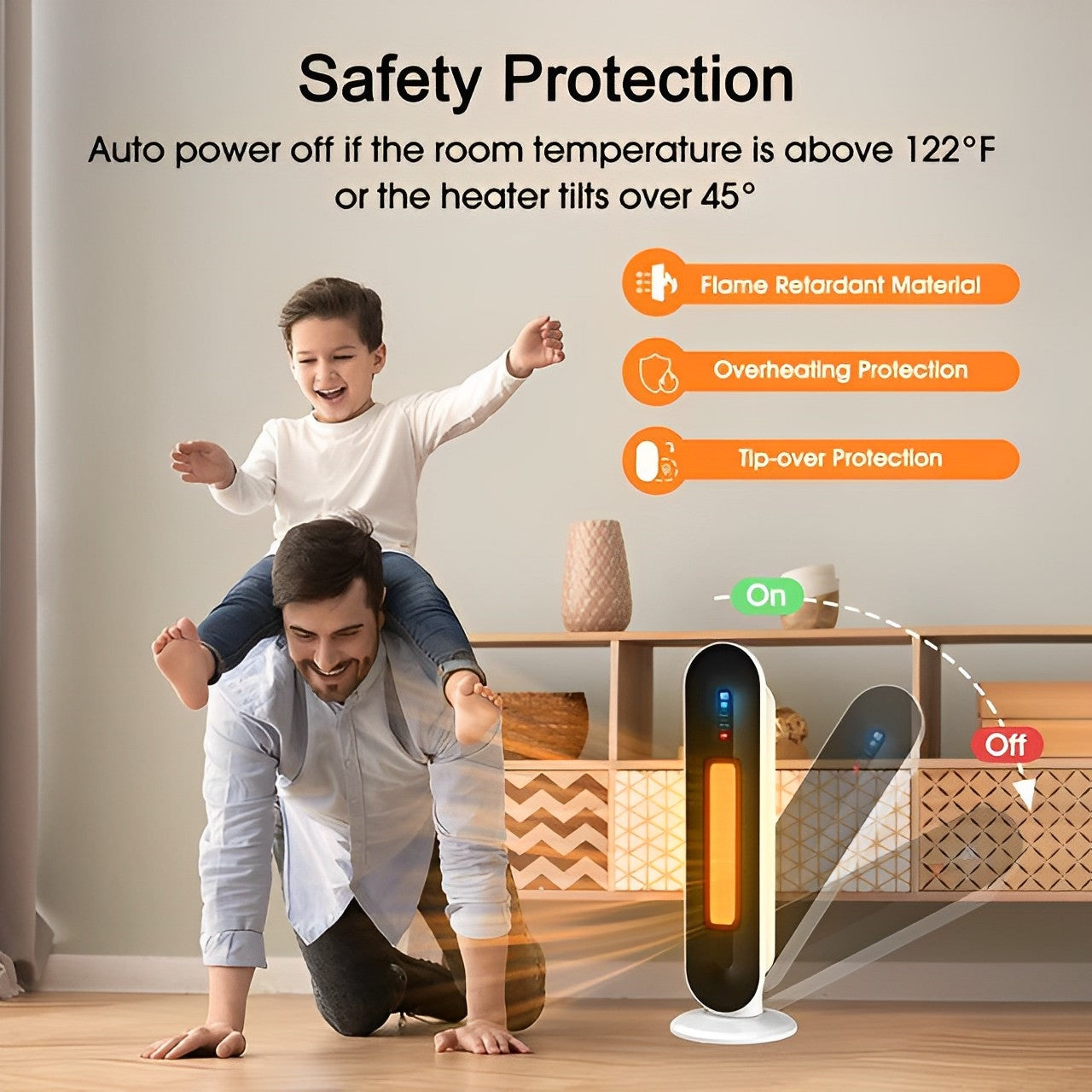 1500W Ceramic Tower Space Heater with Remote, White