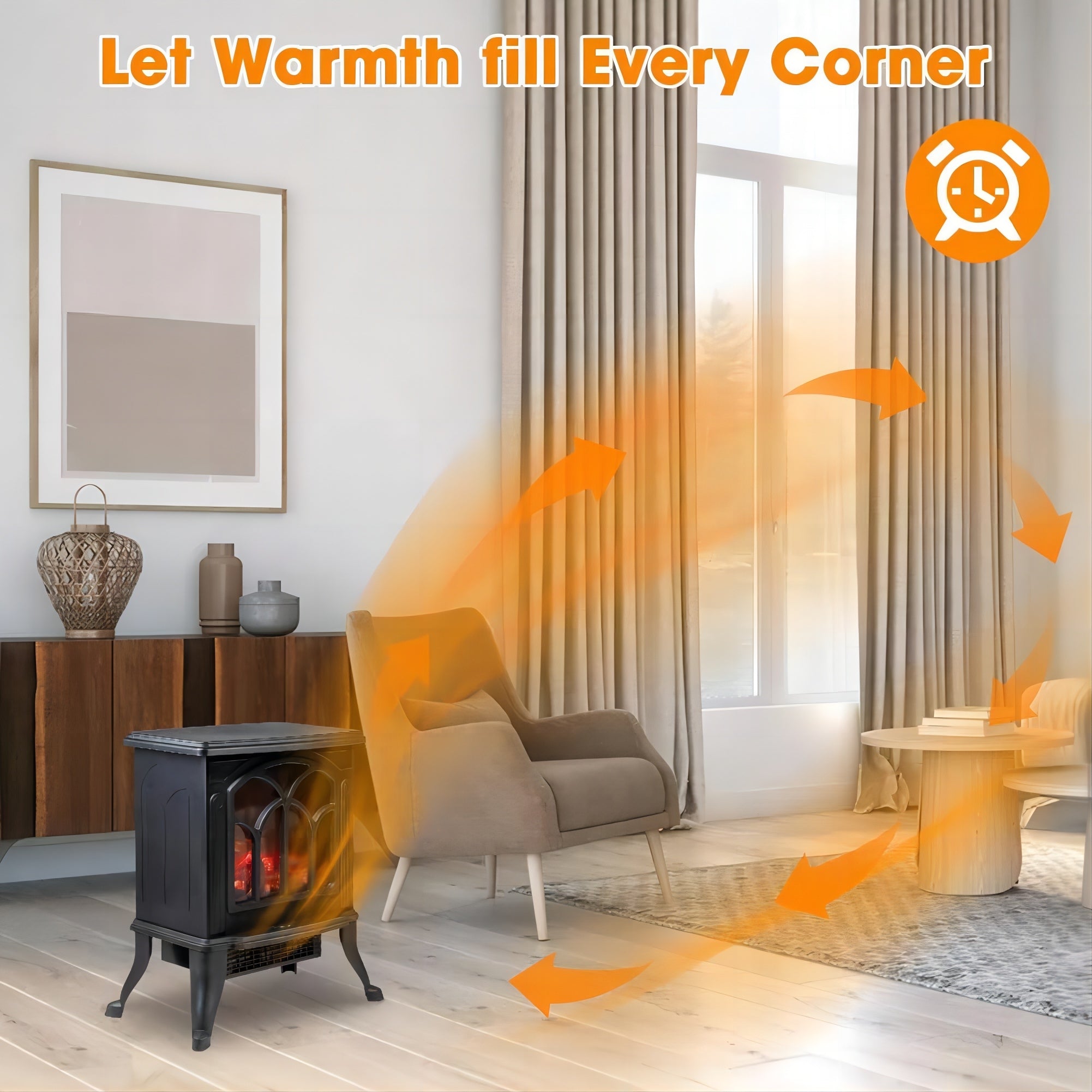 1500W Ceramic Tower Space Heater with Remote, White
