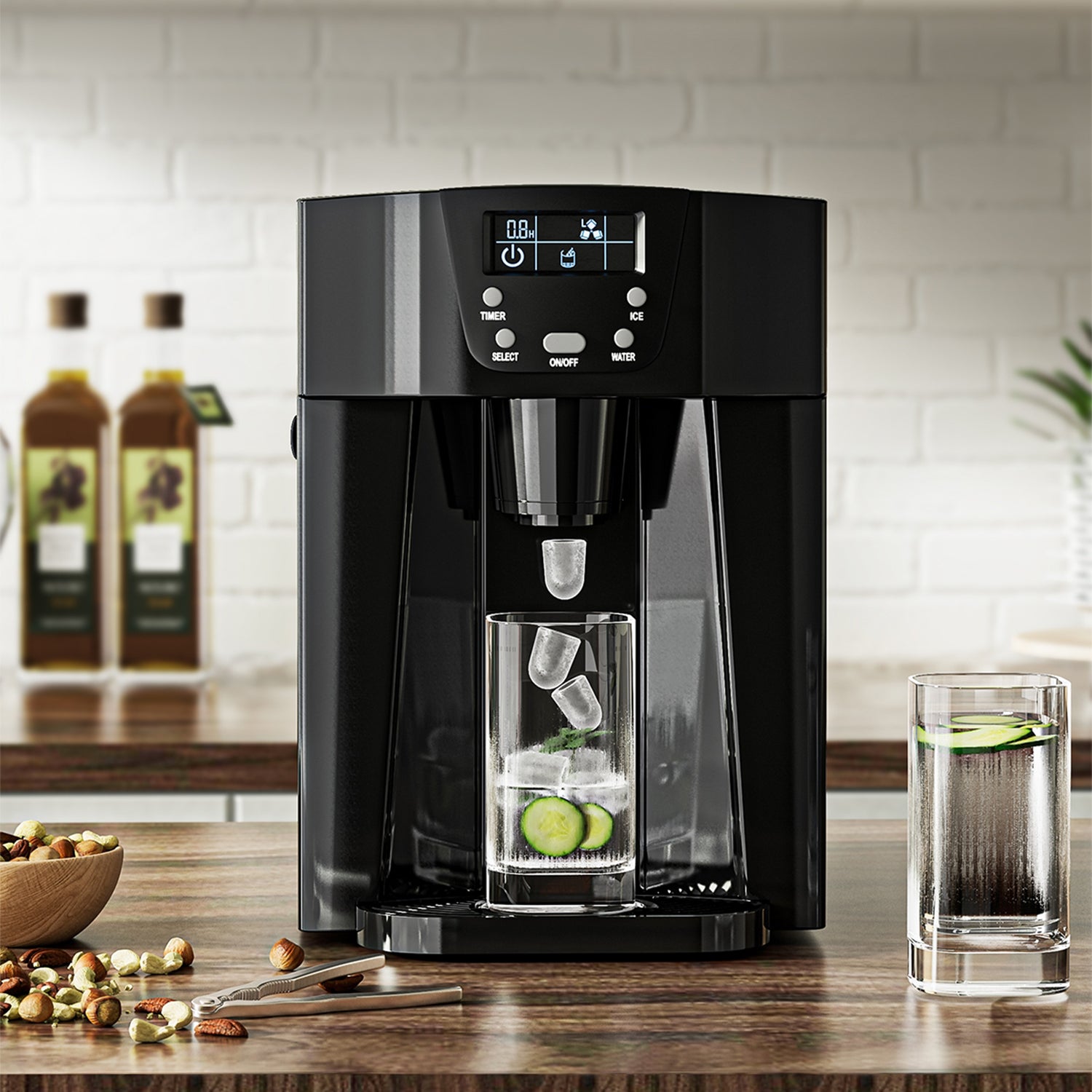 2-in-1 ice maker water dispenser 36lbs 24h lcd display