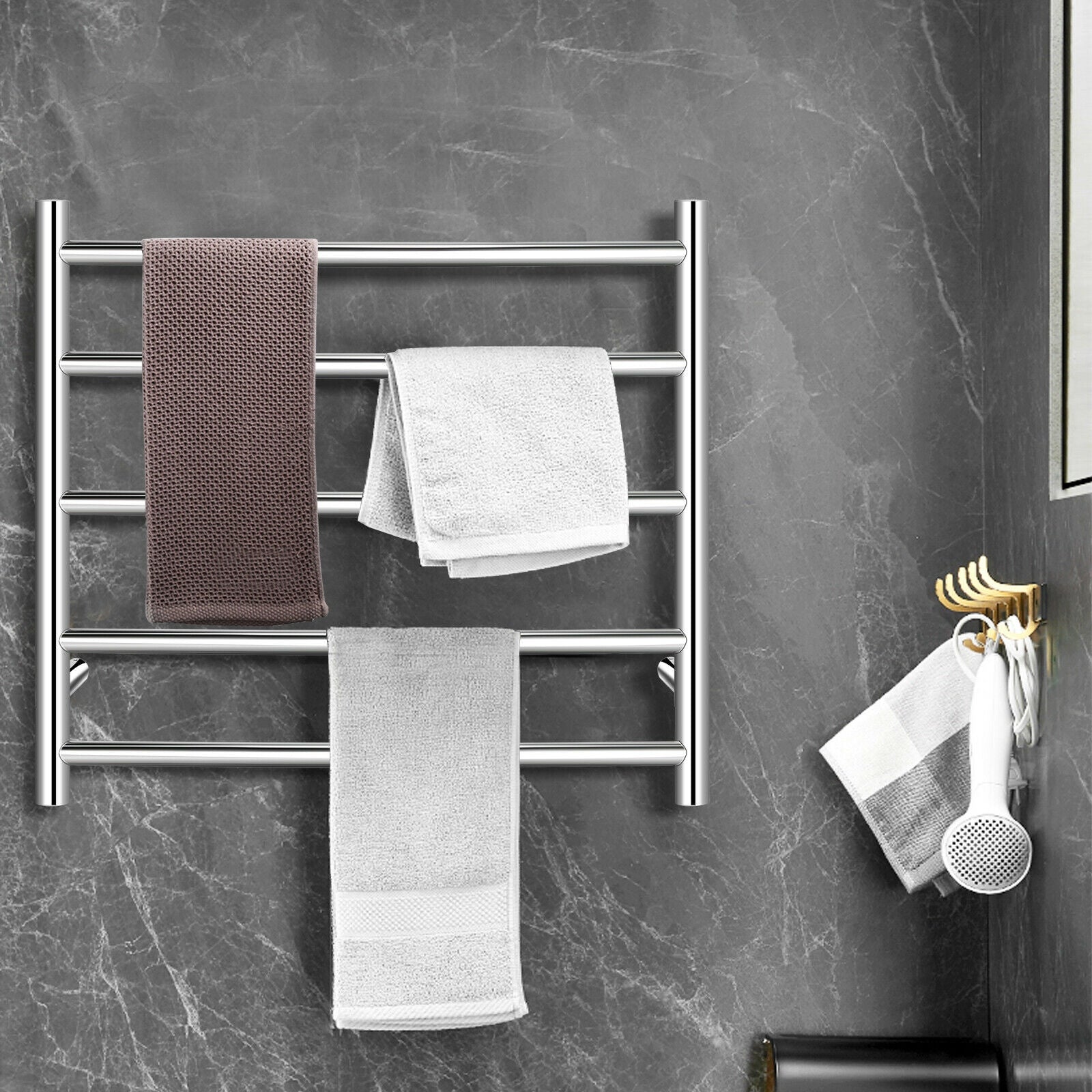 Electric Heated Towel Warmer Wall Mount Drying Rack