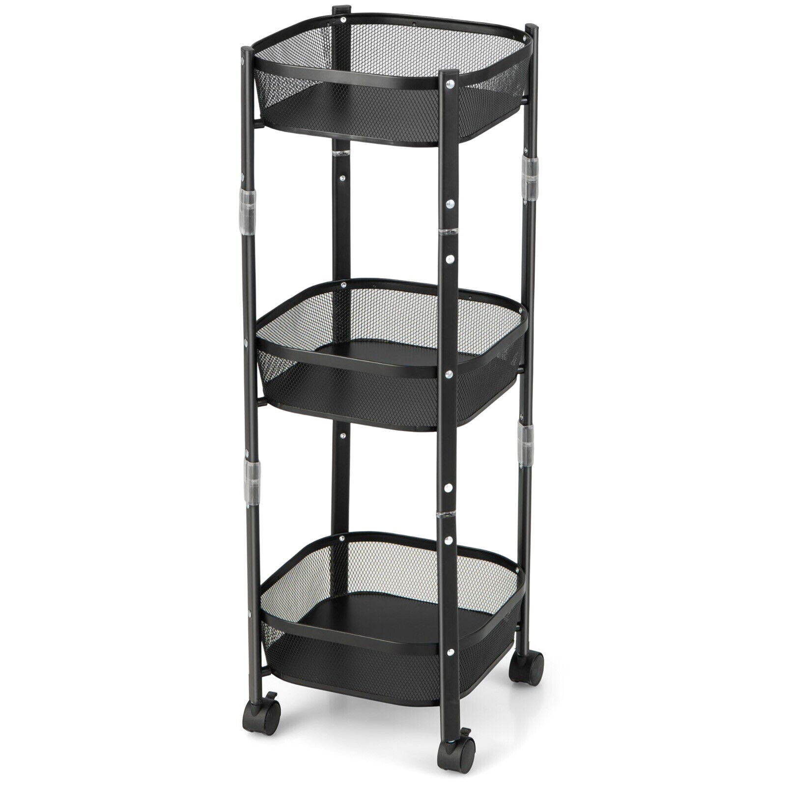 Square 3-Tier Rotating 1-Second folding Storage Rack Metal